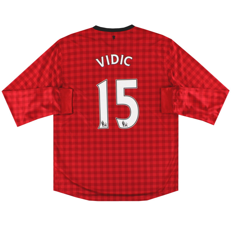 2012-13 Manchester United Nike Home Shirt Vidic L/S #15 XL Football Shirt