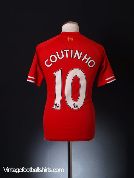 2013-14 Liverpool Home Shirt Coutinho #10 *Mint* S Football Shirt