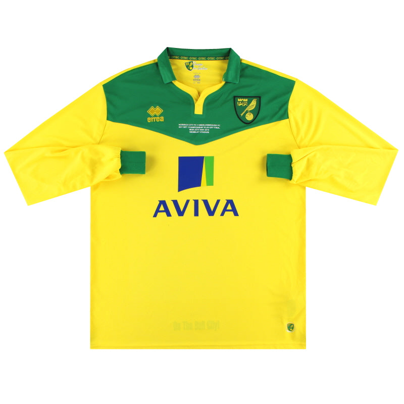 2014-15 Norwich City Errea 'Play-Off' Home Shirt L/S 4XL Football Shirt