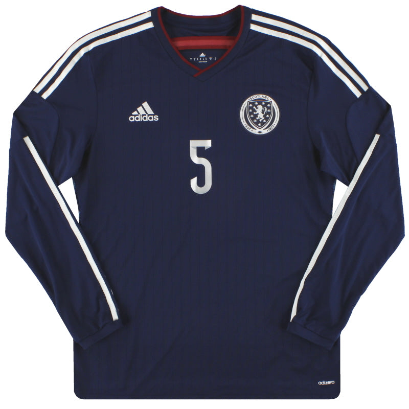 2014-15 Scotland adidas adizero Player Issue Home Shirt L/S #5 *As New* S Football Shirt