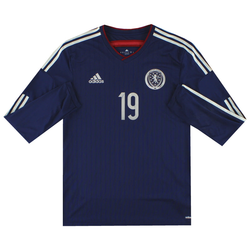 2014-15 Scotland adidas adizero Player Issue Home Shirt L/S #19 *As New* L Football Shirt