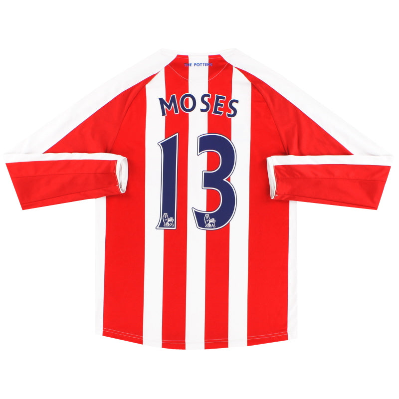 2014-15 Stoke City Warrior Home Shirt L/S Moses #13 S Football Shirt