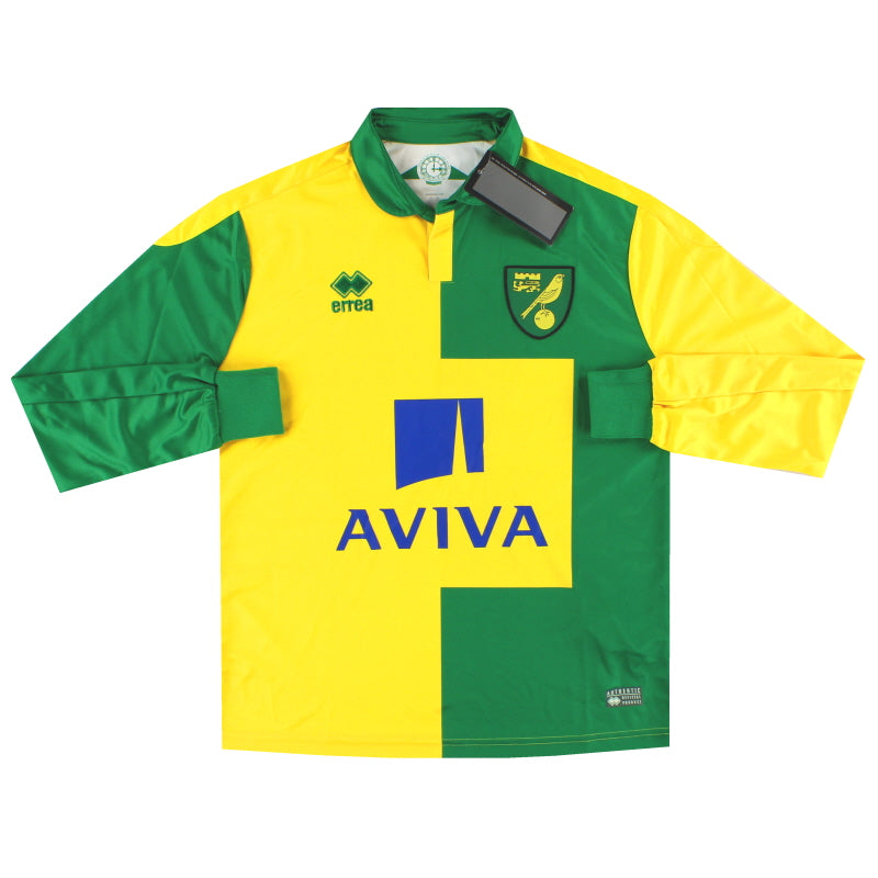 2015-16 Norwich City Errea Home Shirt *w/tags* L/S S Football Shirt