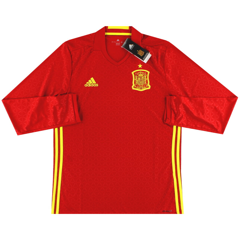 2016-17 Spain adidas Home Shirt L/S *w/tags* M Football Shirt