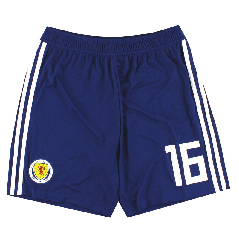 2017-18 Scotland adidas Player Issue Home Shorts #16 *As New* M Football Shorts