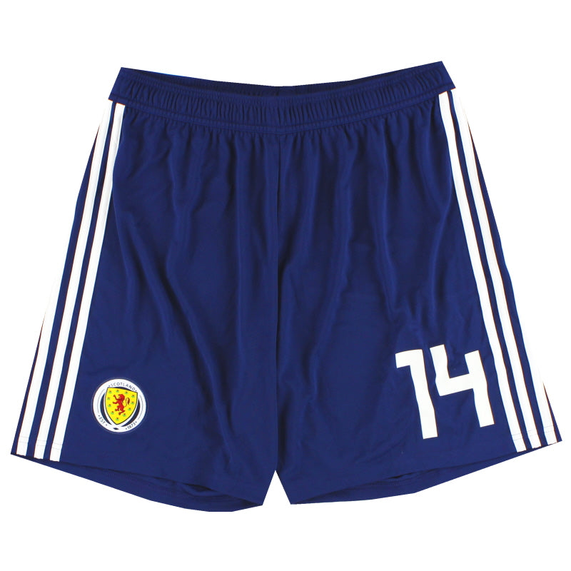 2017-18 Scotland adidas Player Issue Home Shorts #14 *As New* L Football Shorts