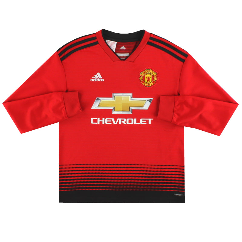 2018-19 Manchester United adidas Home Shirt L/S M.Boys Football Shirt