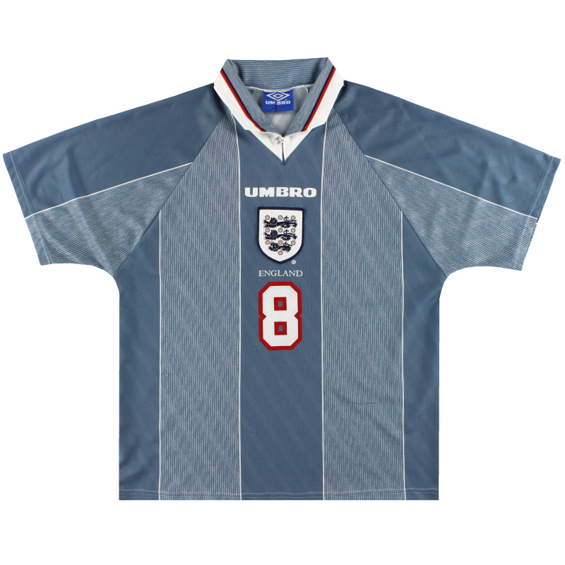 GASCOIGNE #8 - ENGLAND 1993/95 SHIRT - UMBRO - SIZE XL – HA7