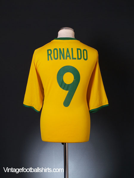 2002-04 Brazil Home Shirt Ronaldo #9 - Excellent 9/10 - (XL)