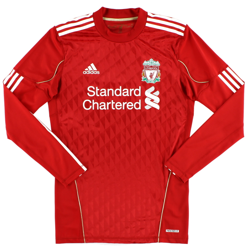 2010-11 Liverpool adidas Match Worn Home Shirt L/S #11 (Ngoo)