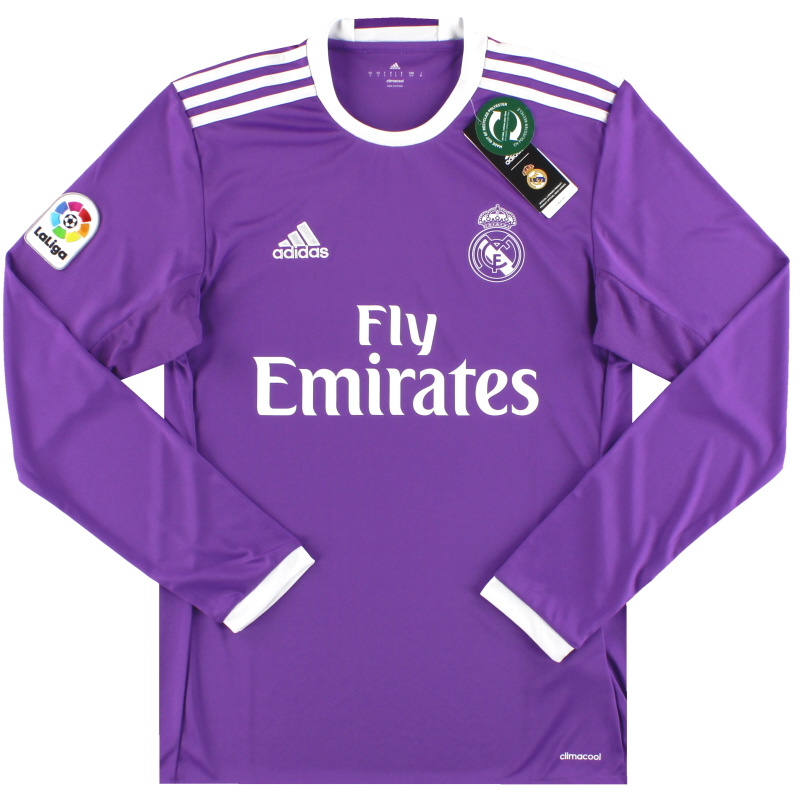 Binnen nakomelingen decaan 2016-17 Real Madrid adidas Away Shirt L/S *BNIB* AI5159