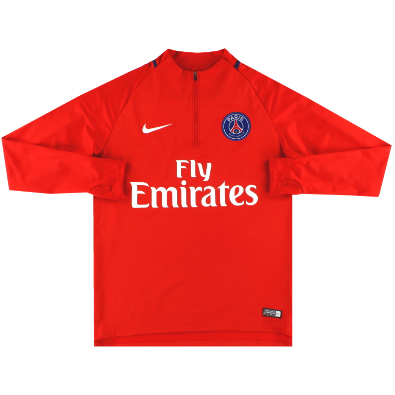 pegamento Mañana Deliberadamente 2017-18 Paris Saint-Germain Nike Camiseta de entrenamiento con cremallera  de 1/4 M 854524-676