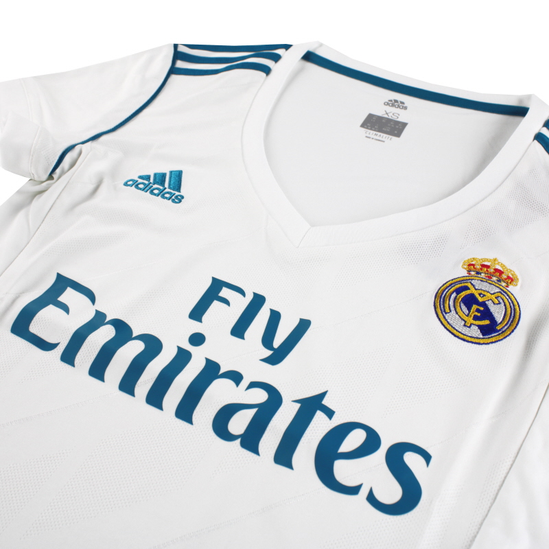 colina académico Adolescente Camiseta Real Madrid 2017-18 adidas Mujer Home *BNIB* XS B31110