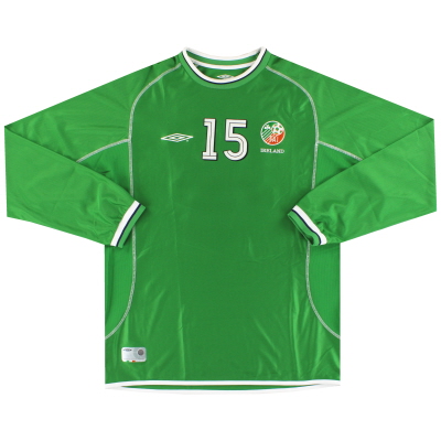 2001-02 Republic of Ireland Umnro Match Issue Home Shirt #15 /