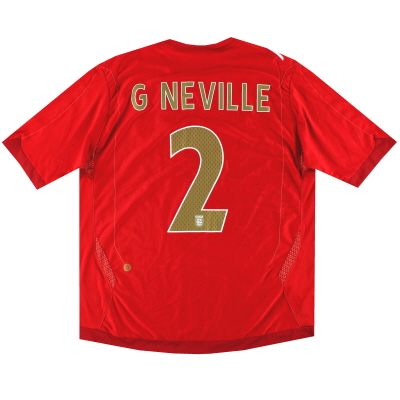 2006-08 England Umbro Away Shirt G Neville #2 XL